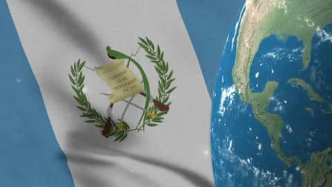 Guatemala Flag and Guatemala Map on Earth Globe 4K Stock Footage 220777778