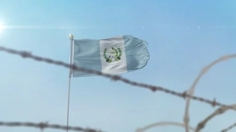 Guatemala  flag behind border 스톡 동영상 137421912