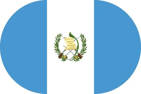 Guatemala flag in flat oval design Illustrazione stock