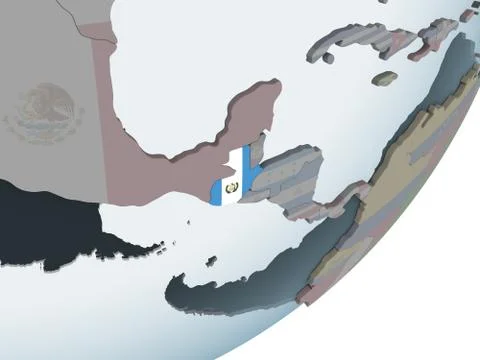 Guatemala with flag on globe Stock Illustration