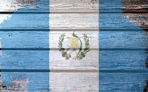 Guatemala flag - realistic looking flag on a wooden surface Stock Illustration