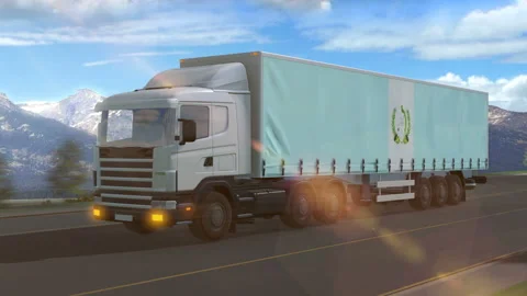 Guatemala flag shown on the side of a large truck Stock Footage 122099887