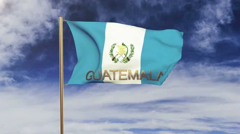 Guatemala flag with title waving in the wind. Looping sun rises style Stock-Footage 48595026