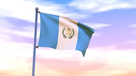 Guatemala Flag waving in the high wind Stock Footage 154375344