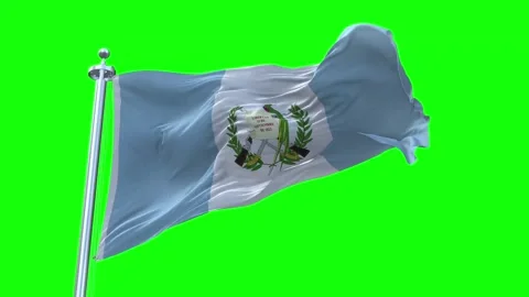 Guatemala Flag Waving in Loopable and Textured green screen background Stock Footage 296876716
