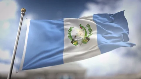 Guatemala Flag Waving Slow Motion 3D Rendering Blue Sky Background - Seamle.. Stock Footage 75283120