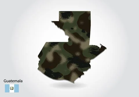 Guatemala map with camouflage pattern, Forest - green texture in map. Militar Stock Illustration