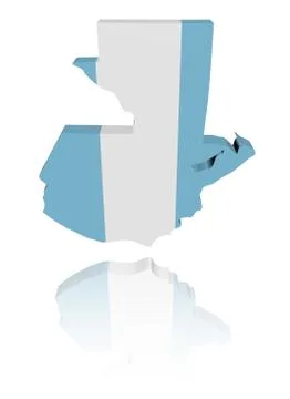 Guatemala map flag 3d render with reflection illustration Stock Illustration