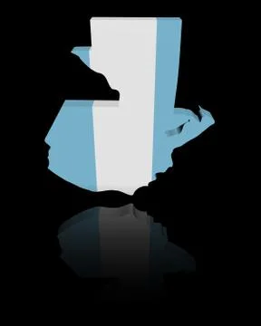 Guatemala map flag with reflection illustration Stock Illustration