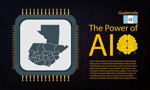 Guatemala map with microchip war and AI concept on circuit board, Power of .. Stock Illustration
