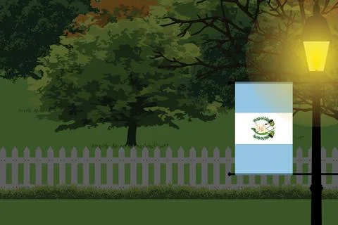 Guatemala Night Trees Lamp Vector Illustration Stock Illustration