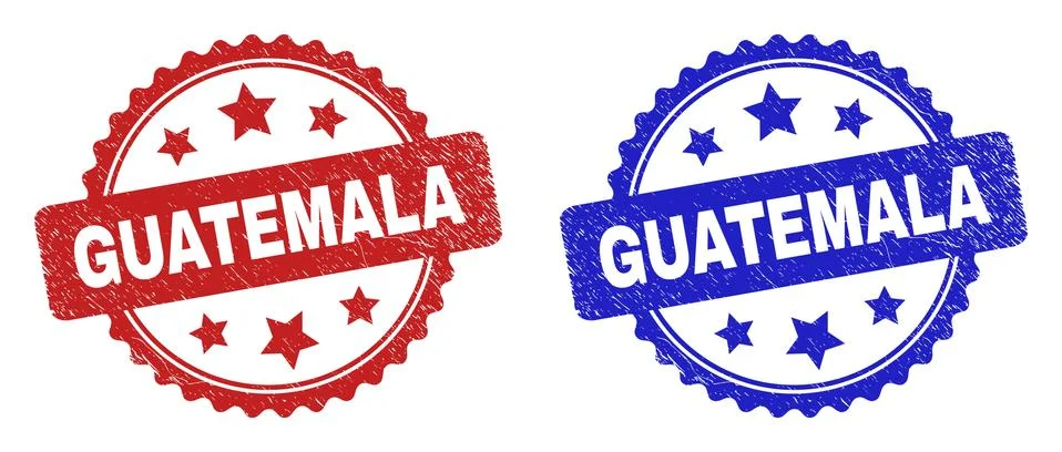 GUATEMALA Rosette Stamp Seals Using Grunged Style Stock Illustration