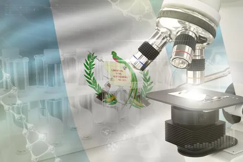 Guatemala science development digital background - microscope on flag Stock Illustration