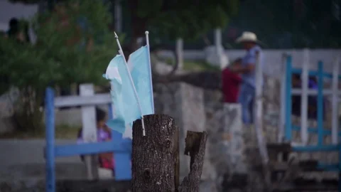 Guatemalan Flag on Dock in Slow Motion 01 Stock Footage 125047691