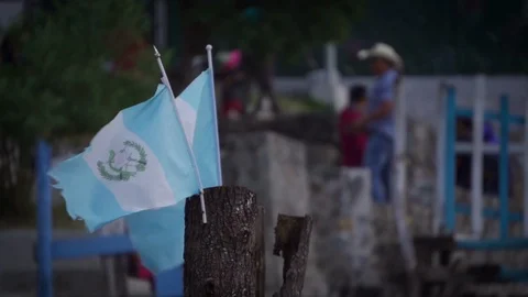 Guatemalan Flag on Dock in Slow Motion 02 Stock Footage 125047698