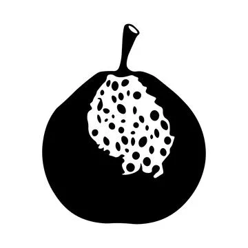 Guava black vector icon on white background Stock Illustration
