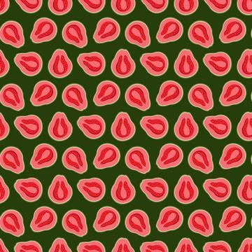 Guava flat seamless pattern on green background. Stock Illustration