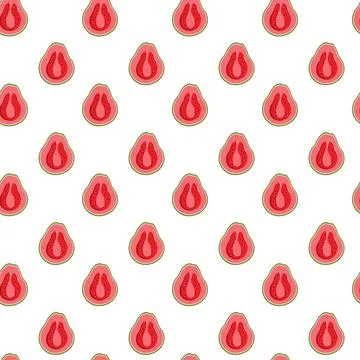 Guava flat seamless pattern on white background. Stock Illustration
