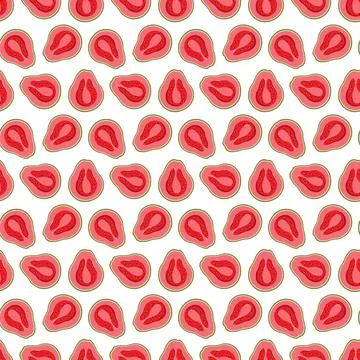 Guava flat seamless pattern on white background. Stock Illustration