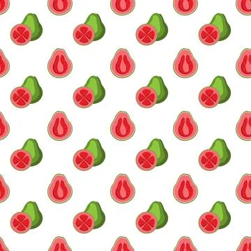 Guava flat seamless pattern on white background. Stock Illustration