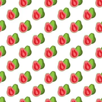 Guava flat seamless pattern on white background. Stock Illustration