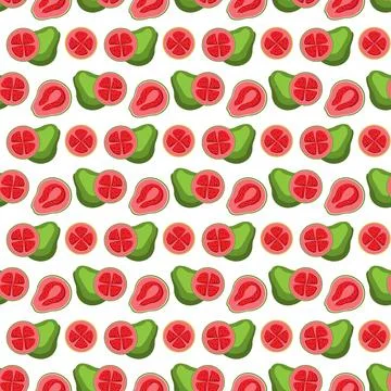Guava flat seamless pattern on white background. Stock Illustration