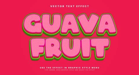 Guava Fruit 3D Editable Text effect Template Stock Illustration