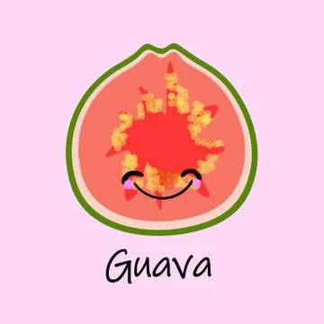 Guava. Fruit funny characters for educating children. The card is beautiful a Stock Illustration