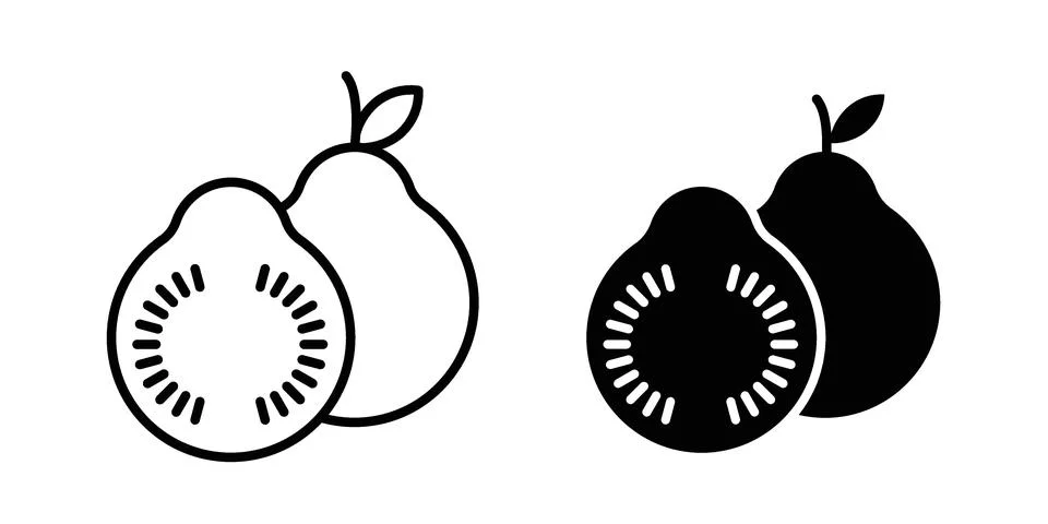 Guava fruit icon bundle for website design projects Stock Illustration