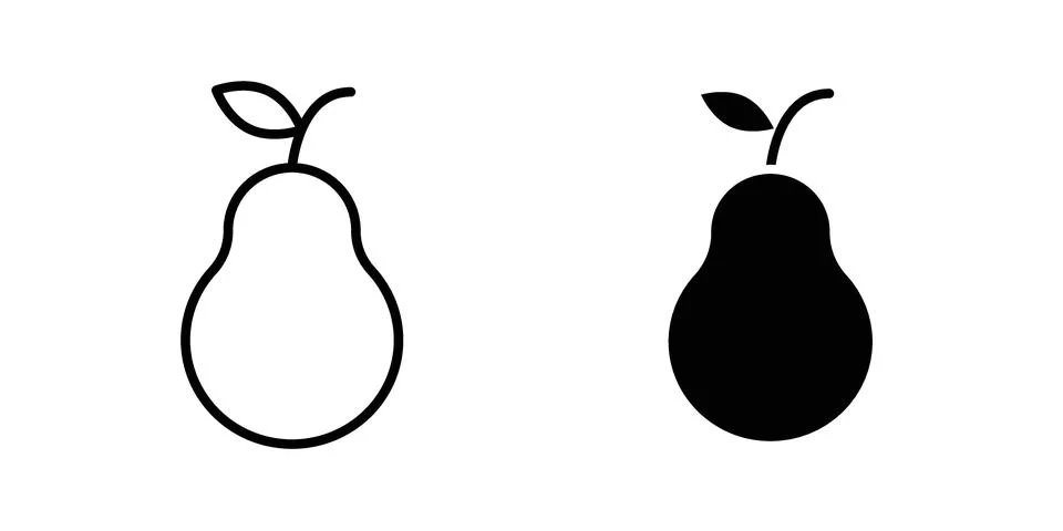 Guava fruit icon vector concepts, line and silhouette style Stock Illustration