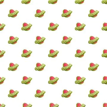 Guava fruit label seamless repeating pattern background Stock Illustration
