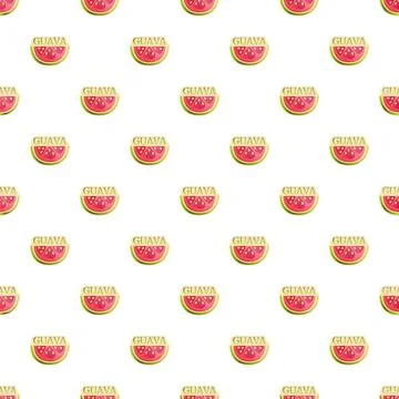 Guava fruit slices seamless repeating pattern design Stock Illustration