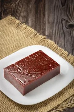 Guava paste, typical sweet made from guava also known as Goiabada. Stock Photos