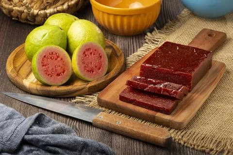 Guava paste, typical sweet made from guava also known as Goiabada. Stock Photos