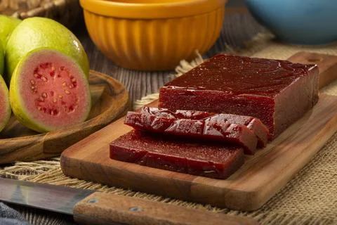 Guava paste, typical sweet made from guava also known as Goiabada. Stock Photos