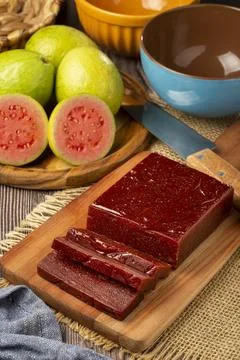 Guava paste, typical sweet made from guava also known as Goiabada. Stock Photos