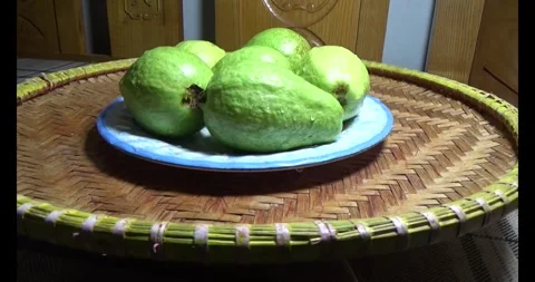 Guava on the plate Stock Footage 296133877