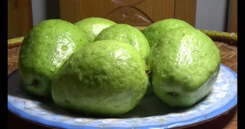 Guava on the plate Stock Footage 296133915