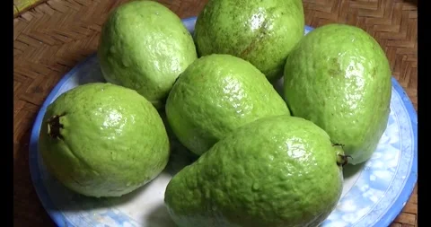 Guava on the plate Stock Footage 296134009