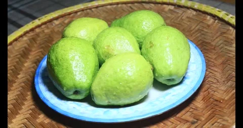 Guava on plate Video stock 296134054