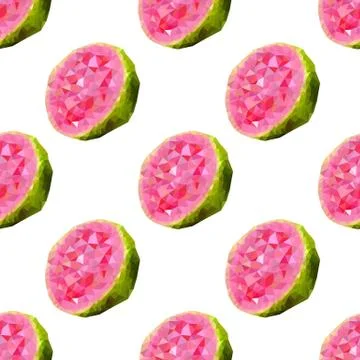 Guava polygonal seamless pattern, vector illustration Stock Illustration