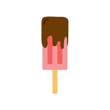 Guava Popsicle with Chocolate Simple Flat Illustration 库存插图