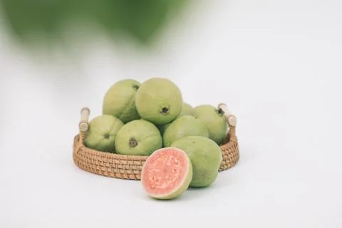 Guavas on the white background Stock Photos