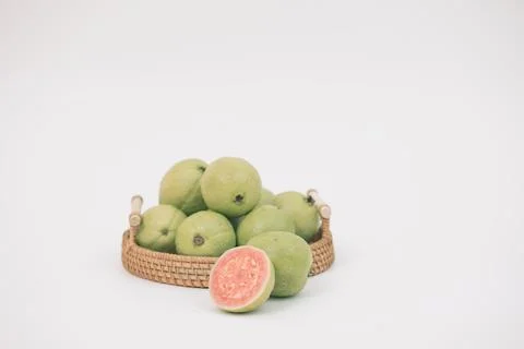 Guavas on the white background Stock Photos