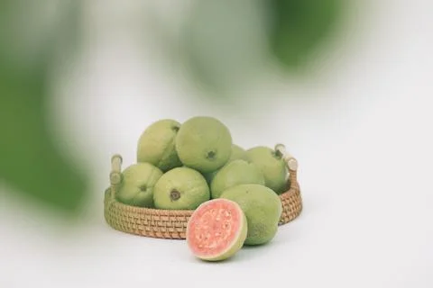 Guavas on the white background Stock Photos