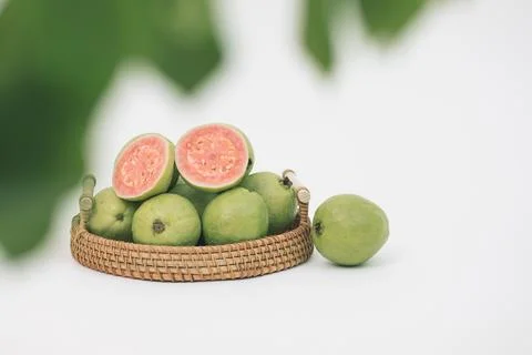 Guavas on the white background Stock Photos