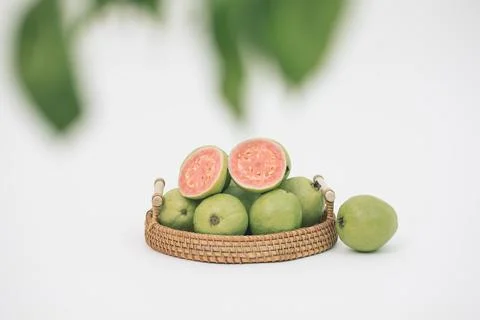 Guavas on the white background Stock Photos