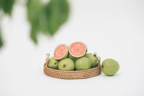 Guavas on the white background Stock Photos