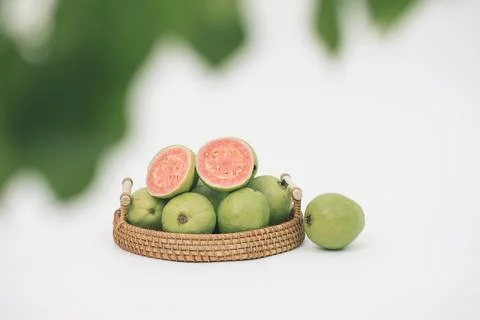 Guavas on the white background Stock Photos