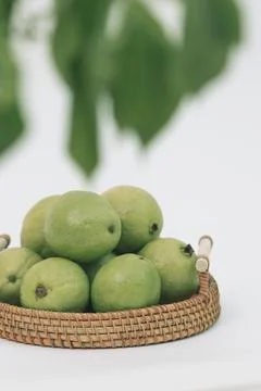 Guavas on the white background Stock Photos